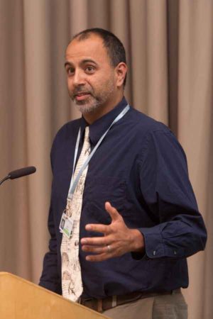 Indi Trehan, MD, Washington University medical students’ nominee for the national Humanism in Medicine Award, speaks at the Distinguished Service Teaching Awards ceremony Thursday, Oct. 27.