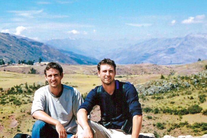 Avid explorers Malachi, left, and Obi Griffith in Peru before starting PhD studies. An earlier gap year helped them process their mother’s death.