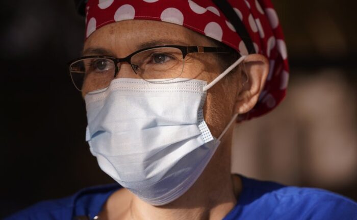 Nurse Teri Wheat poses for a photo in Fort Worth, Texas, Thursday, Nov. 19, 2020.