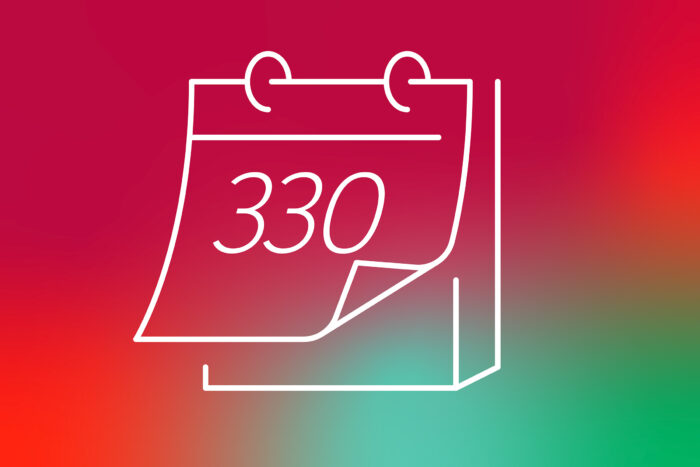 An illustration of a calendar page with the number 330 on it
