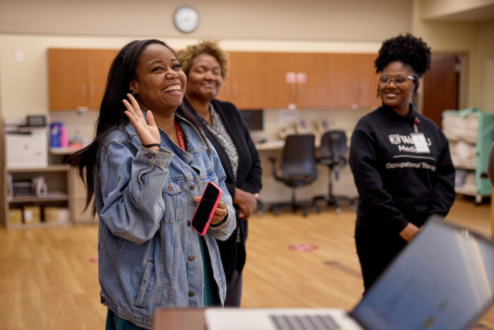 Tyla Carter speaks during safety huddle