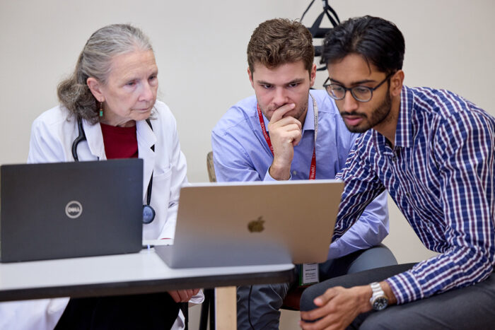 Barbara Lutey, MD, speaks with James Surgenor and Siddhant Bhat.