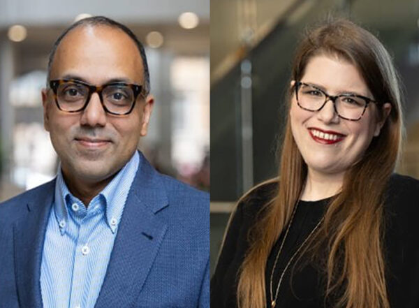 Headshots of Thomas Kannampallil and Laura Wiley