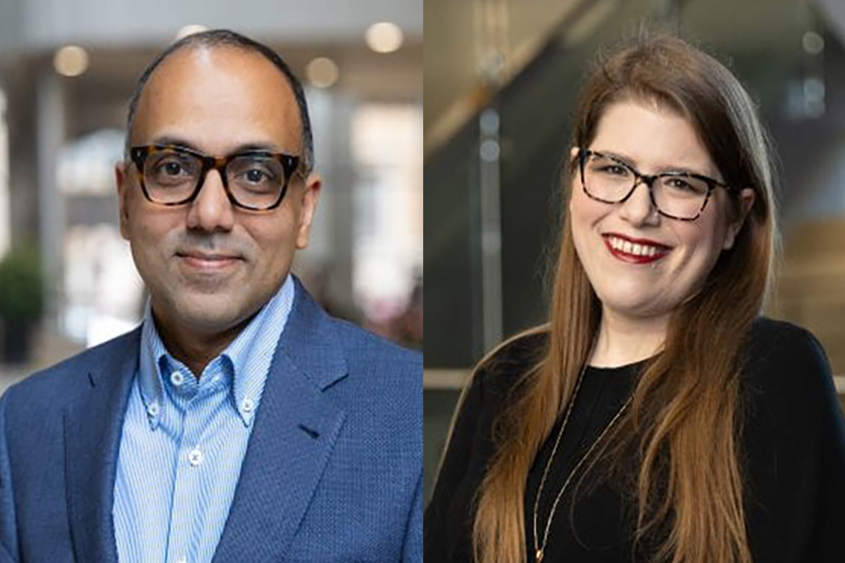 Headshots of Thomas Kannampallil and Laura Wiley