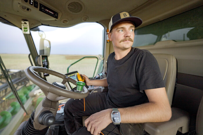 Tre Archibald on his farm in Saskatchewan