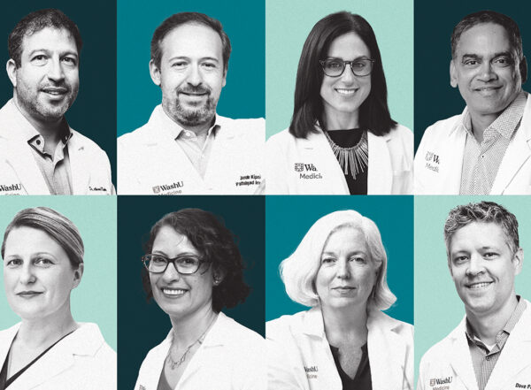 Composite photo of eight BJC Investigators at WashU Medicine