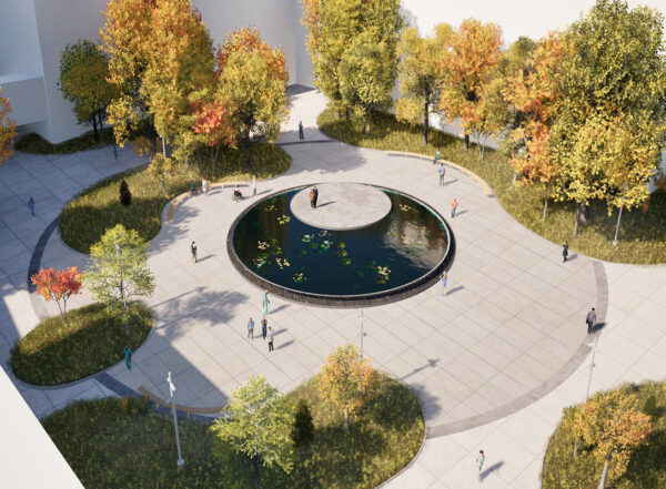 Rendering of Hope Plaza at WashU Medicine
