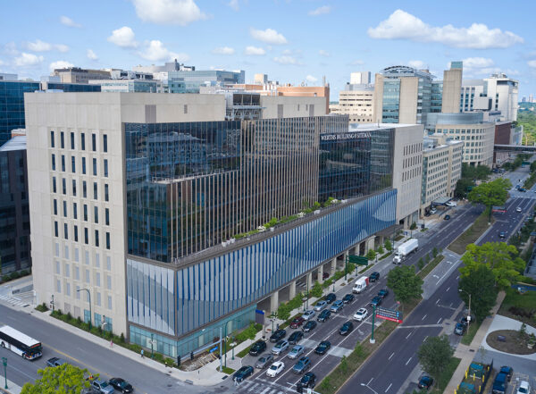 aerial view of Werths Building on WashU Medicine campus
