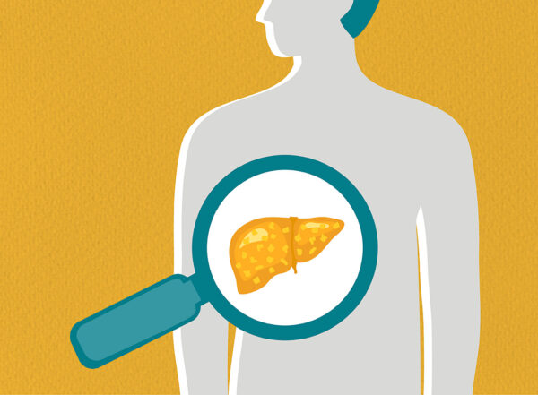 Graphic liver under magnifying glass