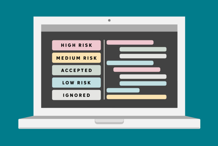 graphic of a open laptop with a screen showing color coding of text