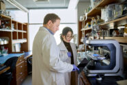Man and woman working in laboratory