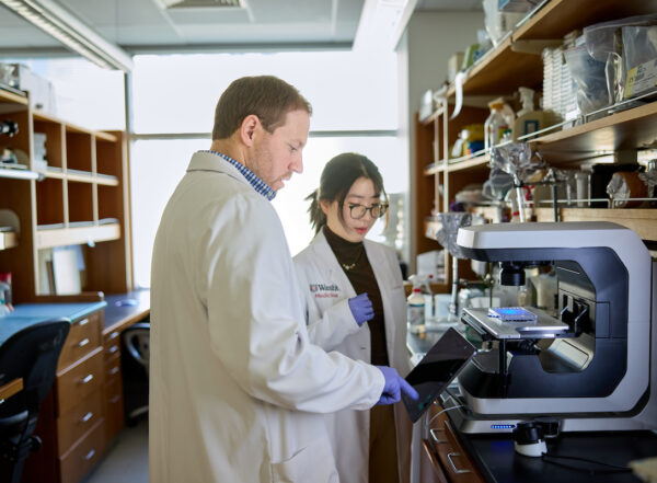 Man and woman working in laboratory