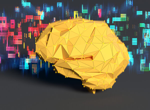Digital background depicting innovative technologies in (AI) artificial systems, neural interfaces and internet machine learning technologies