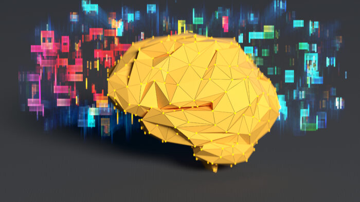Digital background depicting innovative technologies in (AI) artificial systems, neural interfaces and internet machine learning technologies